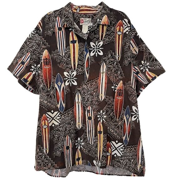 Hilo Hattie Vintage Tiki Shirt Aloha Hawaiian Surf Board Button Up USA Made 2XL - Picture 1 of 7